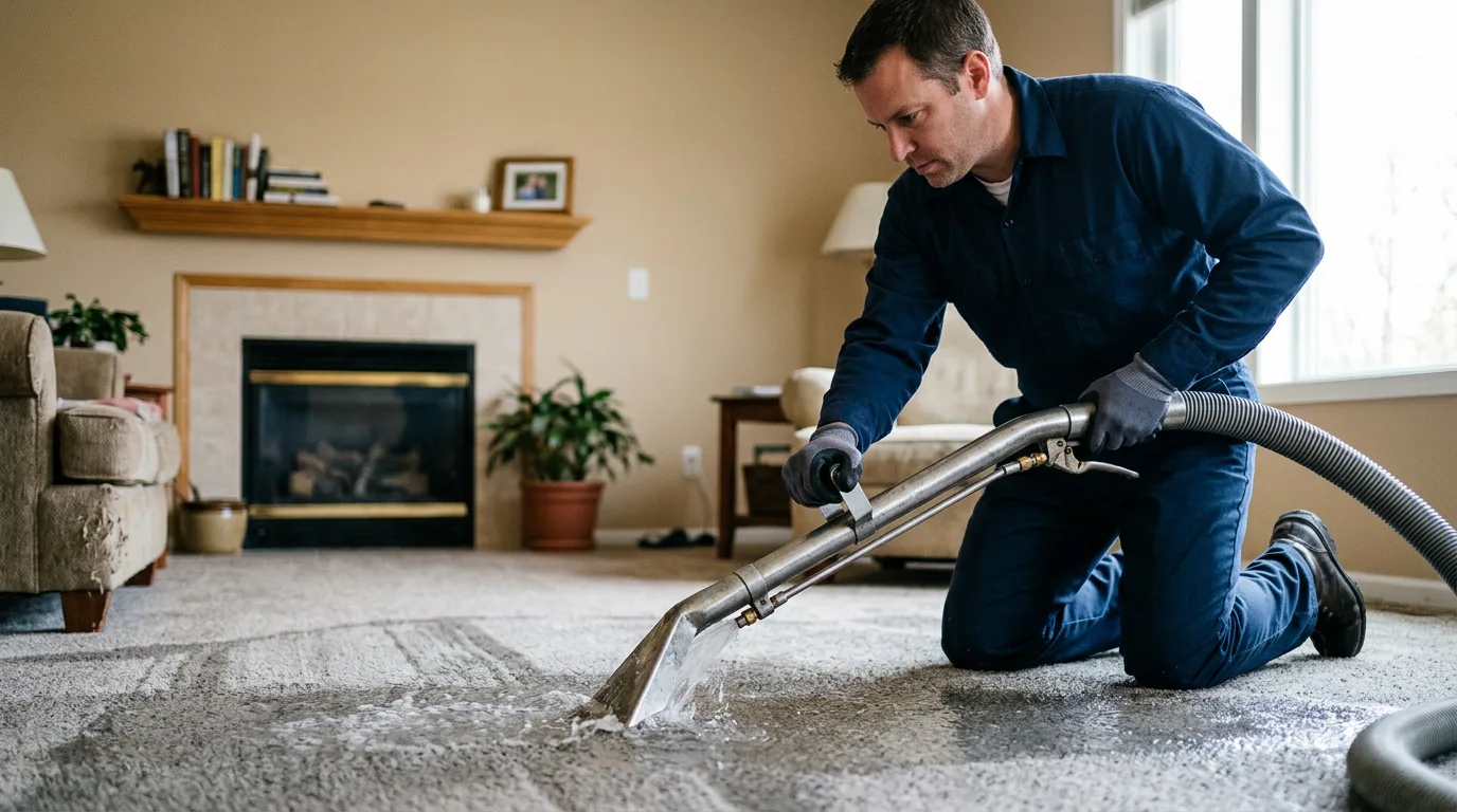 Water damage restoration technician working near Whelen Springs, AR
